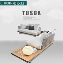 Teak Wood Outdoor Sofa Patio Sunscreen Waterproof Rattan Chair Rattan LEISURE BALCONY SOLID WOOD SOFA SINGLE TEA TABLE NORDIC