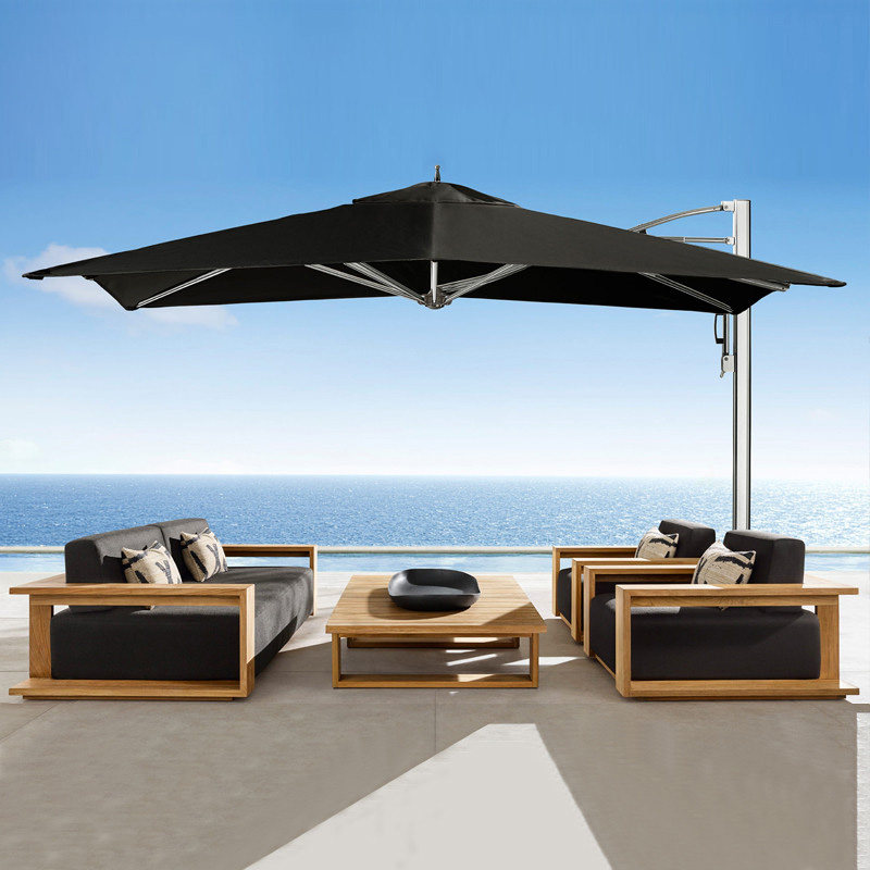 Outdoor sofa teak aluminum sun-proof courtyard Solid wood simple hotel open-air garden greenhouse furniture