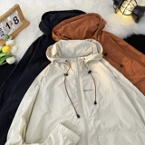 Шелковый цветной летний дорожный спортивный тонкий дышащий плащ с капюшоном подходит для мужчин и женщин для отдыха, на шнурках, защита от солнца, свободный крой