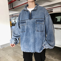 Spring and autumn new trendy Super fire men ins denim jacket jacket hip hop youth Joker casual top
