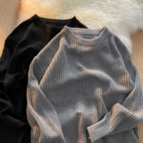 Однотонный свитер, трендовая куртка, брендовая трикотажная демисезонная утепленный лонгслив для влюбленных, увеличенная толщина