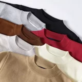 Цветной трендовый утепленный трикотажный демисезонный удерживающий тепло свитер подходит для мужчин и женщин для влюбленных, высокий воротник