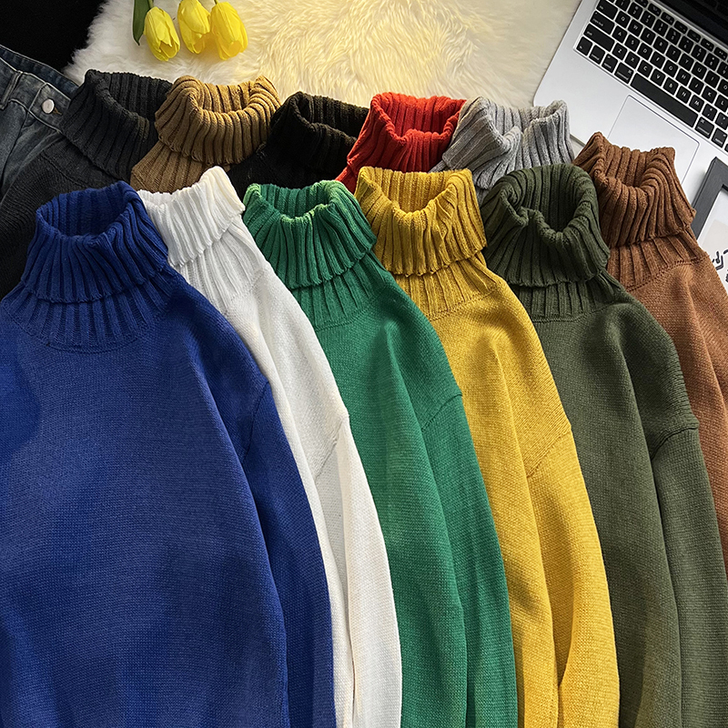 Japanese-Style Solid Color Turtleneck Knit Sweater for Men and Women, 2025 Autumn and Winter, Trendy and Unique Design Knitwear