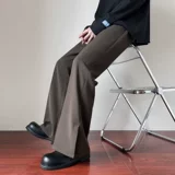 Модные тонкие штаны подходит для мужчин и женщин для отдыха, средняя посадка, эластичная талия, свободный прямой крой