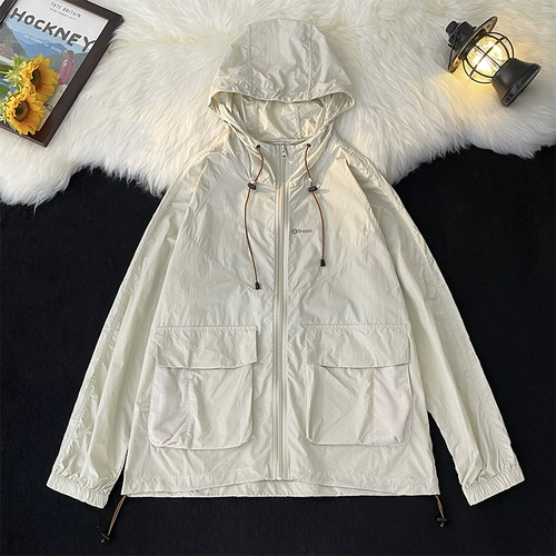 Шелковый цветной летний дорожный спортивный тонкий дышащий плащ с капюшоном подходит для мужчин и женщин для отдыха, на шнурках, защита от солнца, свободный крой