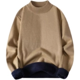 Цветной трендовый утепленный трикотажный демисезонный удерживающий тепло свитер подходит для мужчин и женщин для влюбленных, высокий воротник