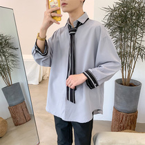 2021 New Hong Kong style shirt mens casual Joker Korean trend ins handsome long sleeve summer shirt coat