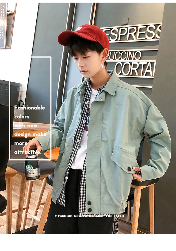 Gangfeng chic dụng cụ áo khoác nam mùa xuân và mùa thu phiên bản Hàn Quốc của xu hướng áo khoác đẹp trai giản dị rắn màu retro quần áo thương hiệu mẫu áo khoác nam đẹp 2019