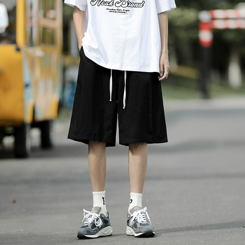 Японские шелковые трендовые шорты для отдыха, спортивные штаны, оверсайз, свободный прямой крой