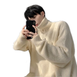 Японский зимний трикотажный бархатный свитер подходит для мужчин и женщин, оверсайз, 2024 года