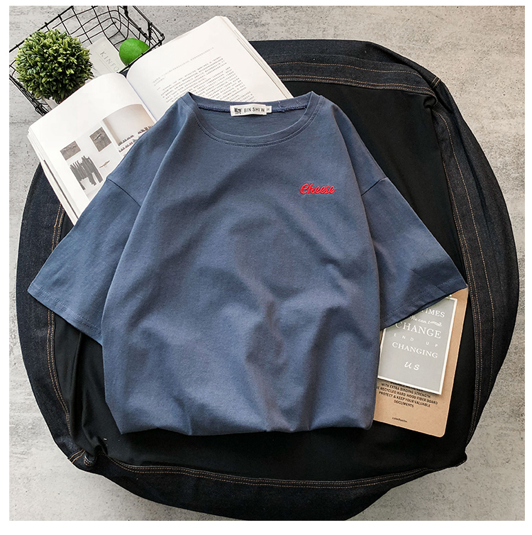Áo thun ngắn tay nam sinh viên Hàn Quốc lỏng lẻo ulzzang hoang dã BF phong cách Harajuku áo siêu lửa chic áo thun nam tay ngắn đen