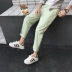 Phong cách Harajuku Hàn Quốc quần ulzzang nam kaki mới thêu hoang dã cổng gió xu hướng chín điểm quần thường bf quần thể dục Quần tây thường