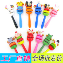 Wholesale Baby Wooden Rattles Toys Cartoon Animals Baby bells Baby Hand Rattles 0-1-2-3 years old