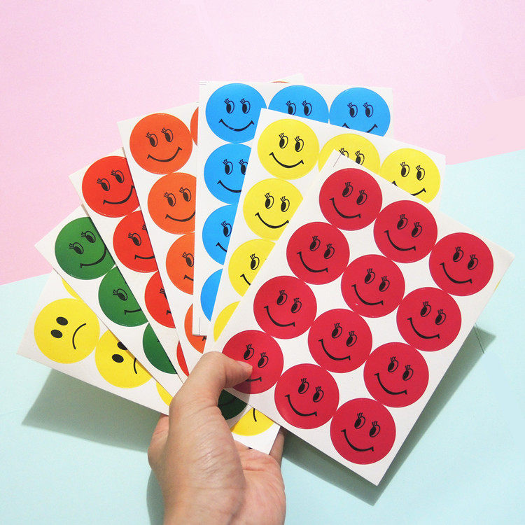 10 packets of kindergarten elementary school students rewarded with a smiley face sticker child large number sticker with a picture crying face