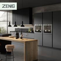 ZENIG integral cabinet customised solid wood open minimalist import plate black quartz stone kitchen furnishing set up
