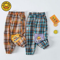GDUCK Small Yellow Duck Children Anti-mosquito Pants New Baby Foreign Air Plaid Pants Summer Pure Cotton Loose Casual Pants