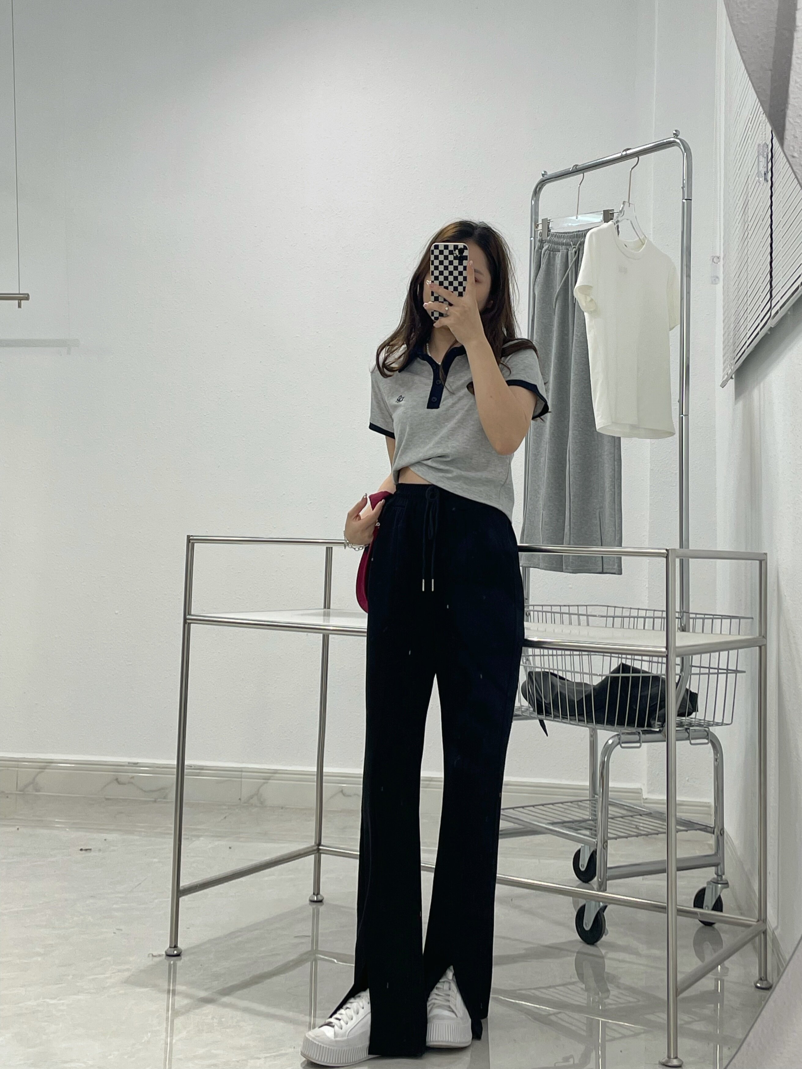 150 short man high waist towed floor cross movement wide leg casual pantyard straight tube horn high in autumn and winter