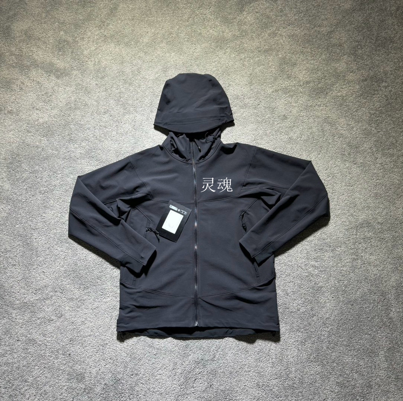 Gamma Hoody Logo Windproof, Water-Repellent, Breathable Outdoor Sports Hiking Soft Shell Hooded Jacket for Men