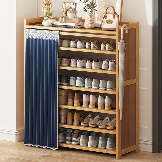 Simple multi-layer cloth curtain shoe rack door door household storage economy large capacity storage dormitory dustproof shoe cabinet