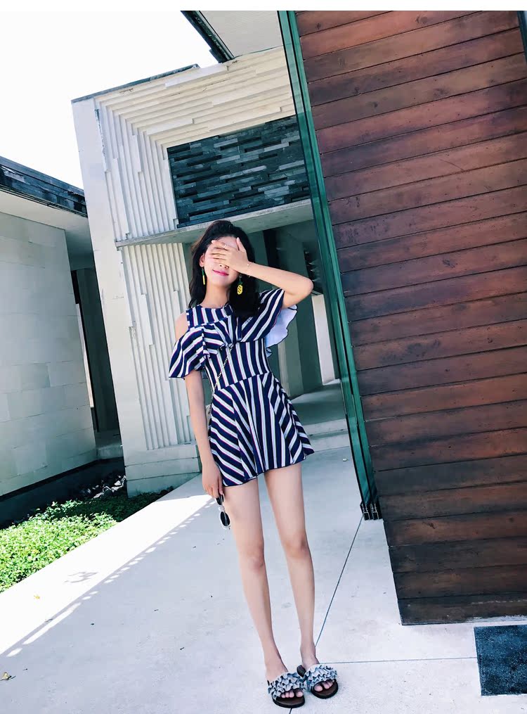 Áo tắm nữ xẻ váy bảo thủ che bụng giảm béo Meishan mới Hàn Quốc đồ bơi đi biển đi biển - Bộ đồ bơi hai mảnh bộ đồ bơi 2 mảnh