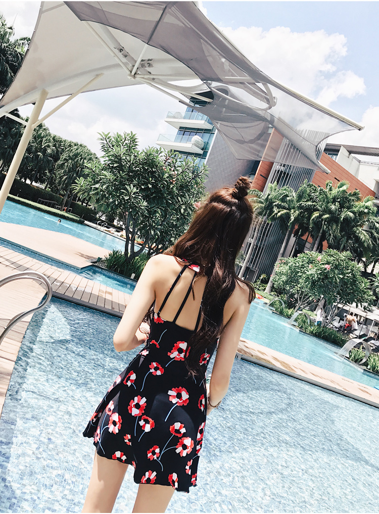 Áo tắm nữ 2018 mới bảo thủ che bụng dính liền bụng nhỏ tươi tắn và xinh đẹp Bà cô tắm nước nóng mùa xuân cho nữ - Bộ đồ bơi One Piece 	áo tắm liền thân cao cấp