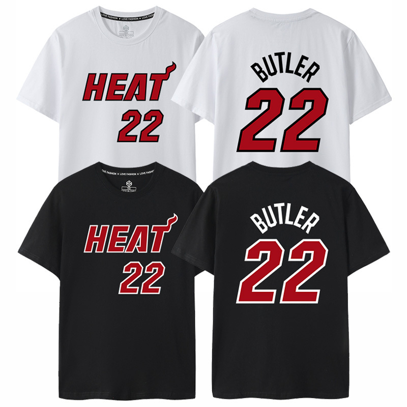 Miami Heat Jimmy Butler No. 22 T-Shirt Short-Sleeved City Version Jersey Training Uniform Round Neck Half-Sleeved Unisex
