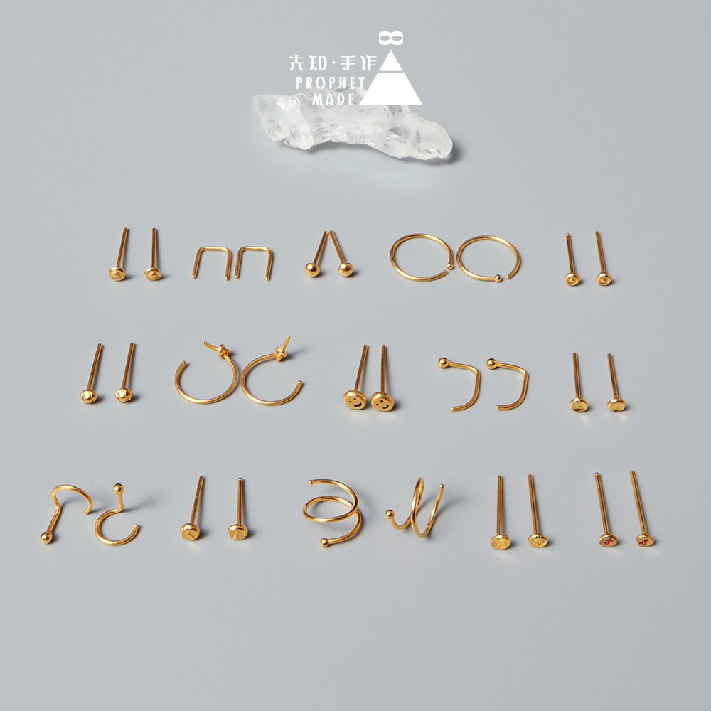 Ear Raising ▲ Handmade Gold Earrings 999 Foot Gold 24K Pure Gold Coin Small Earrings Prophet Hand-made Original Design