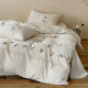 Wooden French girl heart floral towel embroidered cotton linen four-piece set hollow lace quilt cover bed linen bedding