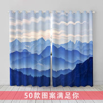  Custom mountains and rivers simple modern landscape ins pattern fabric partition curtains Bedroom living room office shading