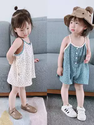 Girl's suspender jumpsuit summer new girl Korean personality floral coat foreign Pie Baby 1 2 year old summer dress
