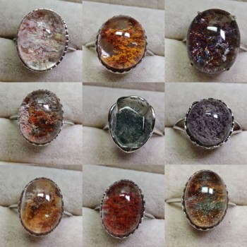 S925 silver inlaid natural color ghost crystal ring ring, unique product, adjustable ring mouth, one object, one picture, no. 12