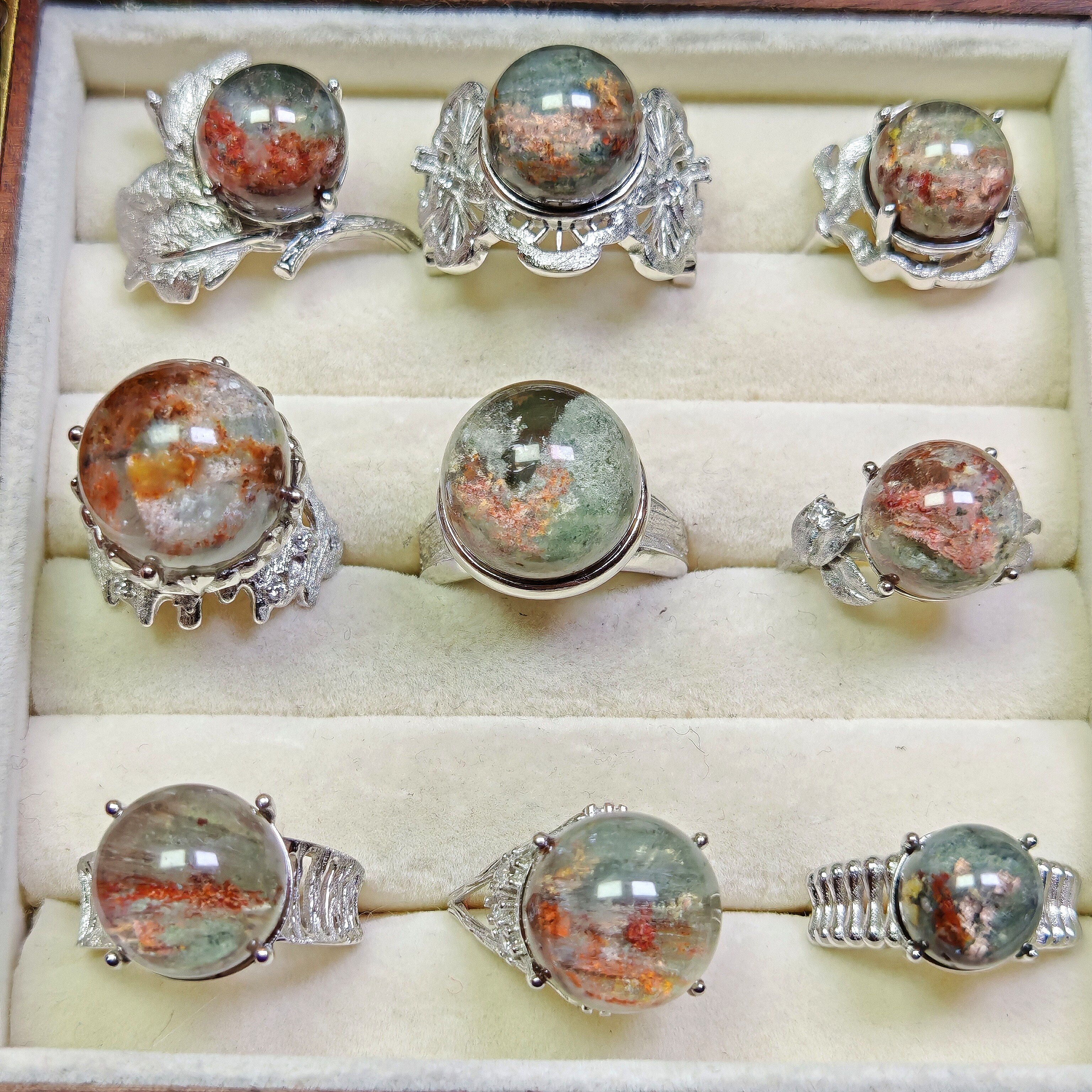 S925 Pure Natural Ghost Crystal Ring for Men and Women Monet Color Ghost Monet Garden Live 82