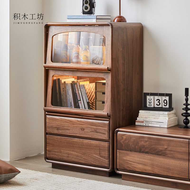 Solid Wood Side Cabinet Black Walnut Dining Room Wine Cabinet Bedroom Modern Simple Drawer Cabinet Storage Side Cabinet Solid Wood Side Cabinet Black Walnut Dining Room Wine Cabinet Bedroom Modern Simple Drawer Cabinet Storage Side Cabinet