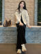 A very good-looking early spring set of ootd outfits, a high-end simple stand-up collar short jacket and jeans two-piece set