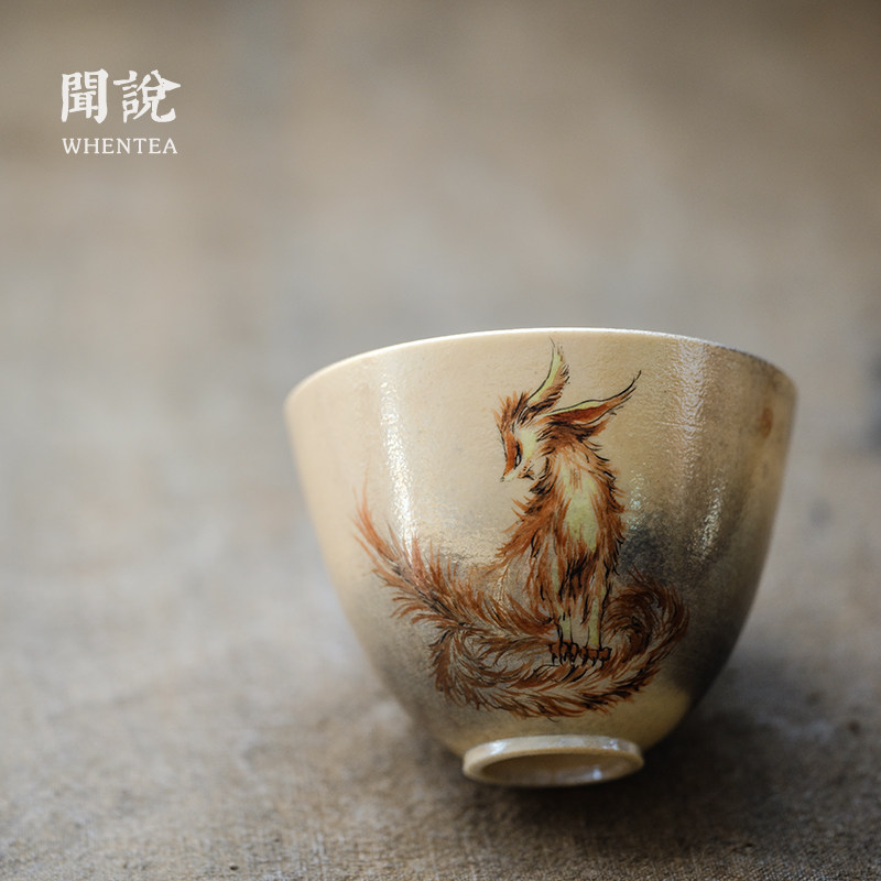 Heard said) Jingdezhen city mountain sea warp by theorist hand painted tea cup pure handmade wood burning kung fu ceramic master pint cup