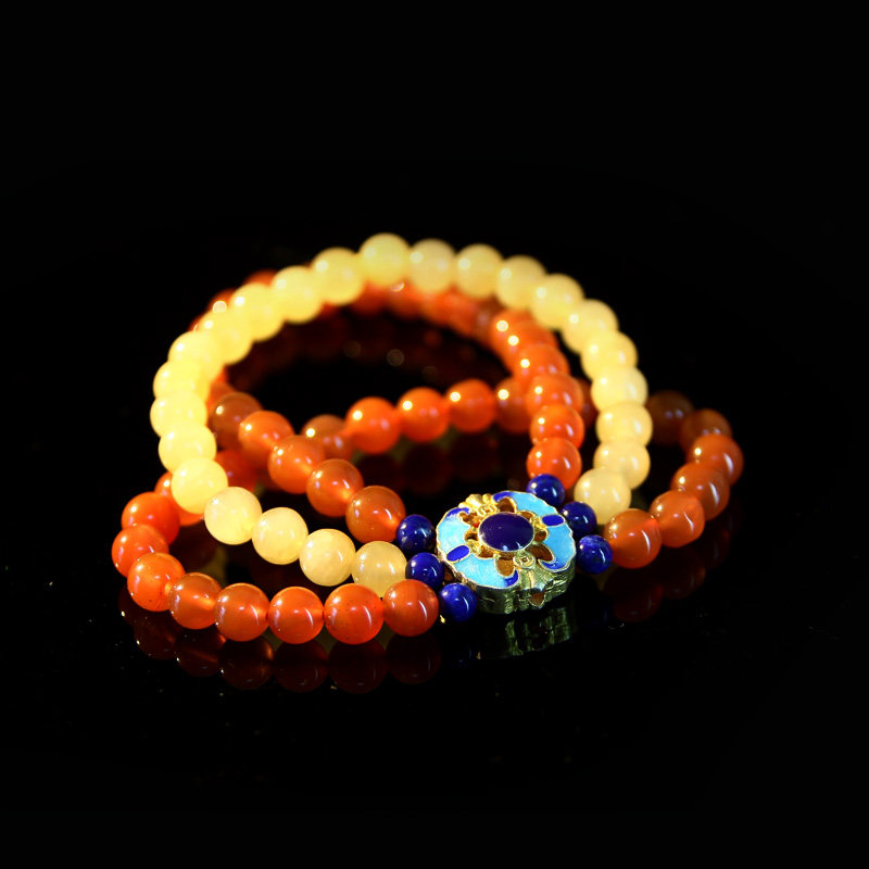 2017 Morning light bright South red topaz burning blue peach flower bracelet