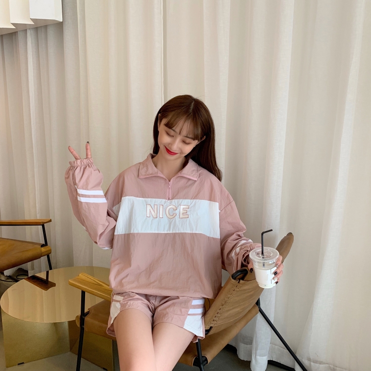 VK旗艦店 韓系薄款立領防曬衣運動風套裝長袖褲裝