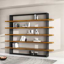 Solid wood bookshelf wall living room tea room storage rack multi-layer floor-to-ceiling office display bookcase integrated with the entire wall