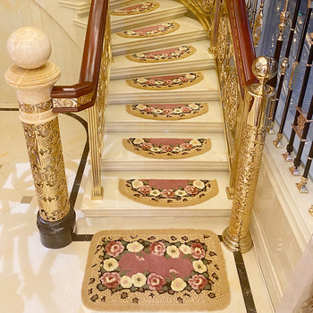 Rose cut flower stair step mat glue-free self-adhesive household stair mat solid wood stair carpet anti-slip rubber bottom