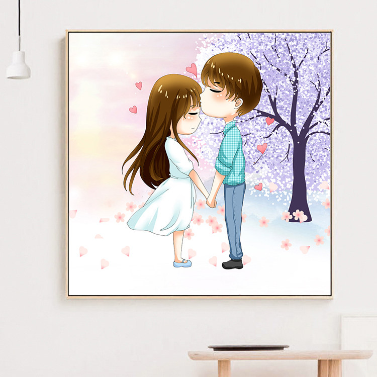 Small lovers diamond painting full diamond embroidered wedding romantic bedroom with rhinestone embroidered cross embroidered 2019 new living room cartoon