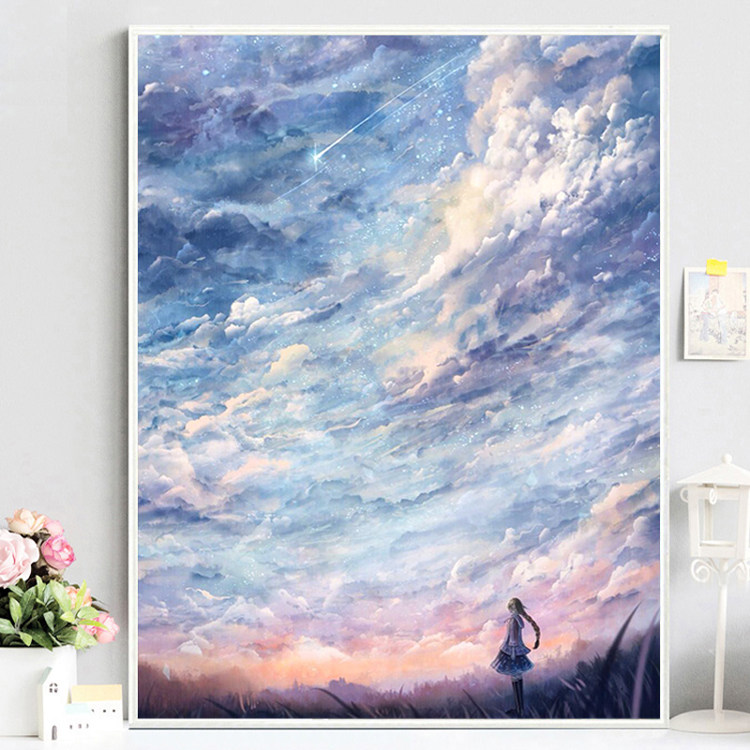 View sky 5d diamond painting full diamond embroidered 2019 new wind view line embroidered cross stitch yourself embroidered small piece bedroom