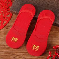 Wedding red socks couple man and woman big red socks for all seasons pure cotton wedding supplies for their zodiac year