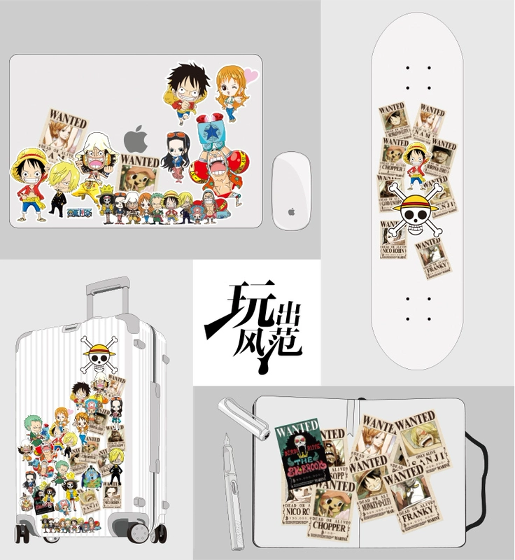 One Piece Straw Hat Group Laptop Sticker Ván trượt Guitar Vali Sticker Tủ lạnh Travel Case Sticker - Phụ kiện máy tính xách tay