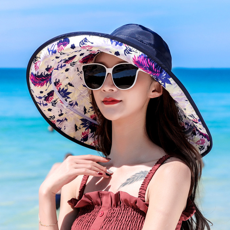 Cap Lady Summer Anti UV Outdoor Sun Visor Sunscreen Sunhat Foldable Beach Big Hat Beach Cap Beach Cap