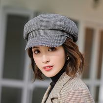 Cap Children Autumn Winter Casual Duck Tongue Cap Inglé Black And White Plaid Anise Cap Korean Version Day Ensemble 100 Hitch Beret Tide People