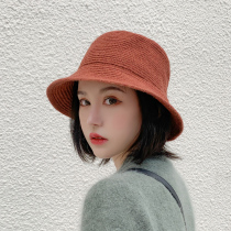 Day Ensemble Pure color fisherman hat Womens autumn winter sky Hundred Lap Folding Art Basin Cap Korean Version Out of Wool Cord Knit Cap
