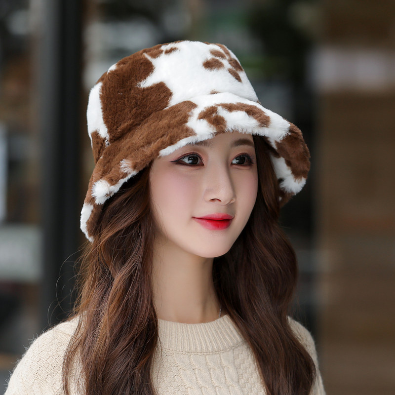 Cap Subnet Red plush fisherman hat thickened warm winter Korean version 100 lapped face Women tide autumn and winter round face fit