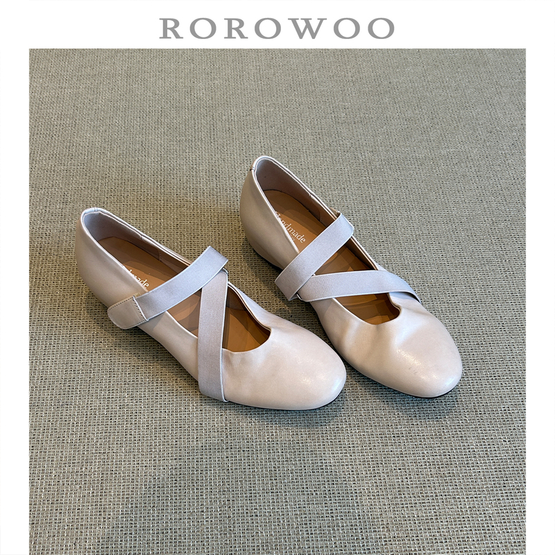 Rao Rao Wu Retro First-Layer Cowhide Round-Toe Shallow Single-Strap Mary Jane Shoes for Women, New Summer Model F103
