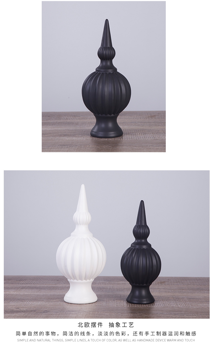 European creative furnishing articles home wine ark, adornment sitting room, black and white Oriental pearl abstract ceramic handicraft decoration