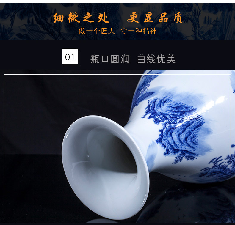 Jingdezhen ceramics furnishing articles sitting room flower vase hand - made scenery of TV ark, adornment of Chinese style household furnishing articles